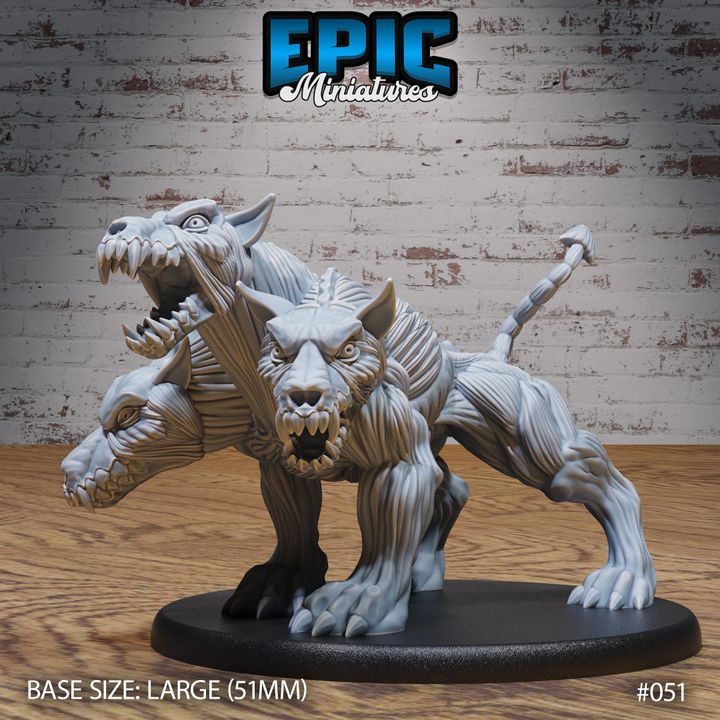 3D Printable Skinned Cerberus / Undead Three Headed Hellhound